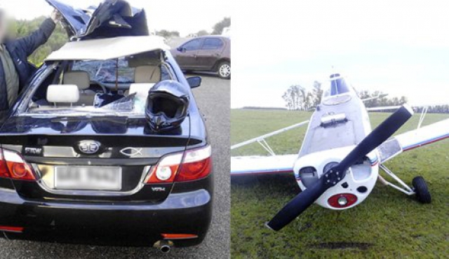 Avioneta aterrizó sobre vehículo en marcha en Artigas; hay dos lesionadas