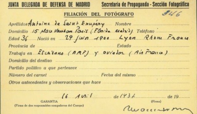 Hallan carnet de reportero de Saint-Exupéry durante Guerra Civil española
