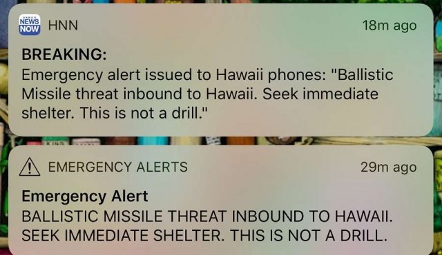 Pánico y confusión en Hawái tras una falsa alerta sobre un misil balístico