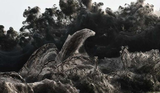 Un lago en Grecia fue recubierto por una gigantesca telaraña​