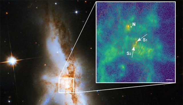 Detectan tres agujeros negros supermasivos en galaxias que se están fusionando