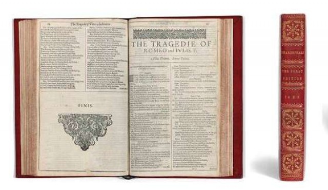 Subastan un ejemplar del Primer Folio de Shakespeare a partir de 4 millones