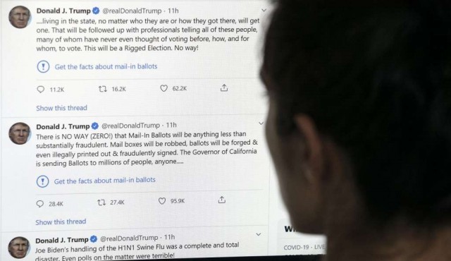 Trump amenaza con “cerrar” redes sociales tras cuestionamiento de sus tuits