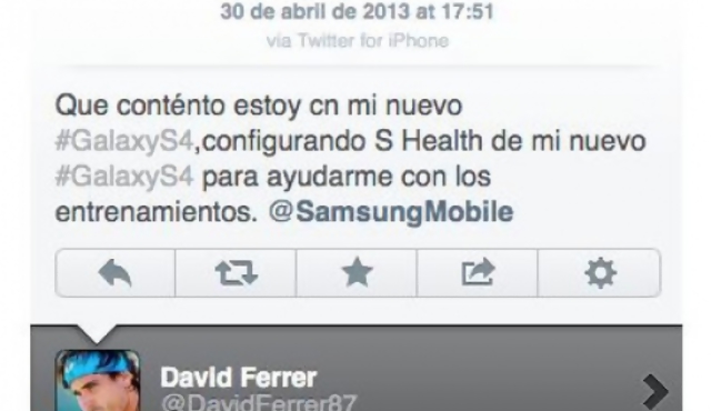 Ferrer publicitó el Galaxy desde un iPhone